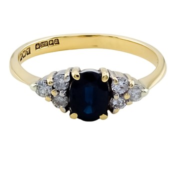 9ct Gold Sapphire/Diamond Ring size K